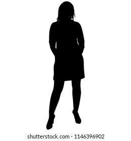 Silhoutte Of Standing Woman In Short Dress