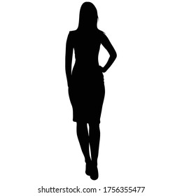 Silhoutte Standing Woman Short Dress Stock Vector (Royalty Free ...