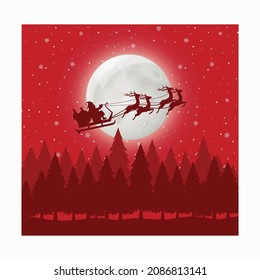 Silhoutter view of santa claus flying