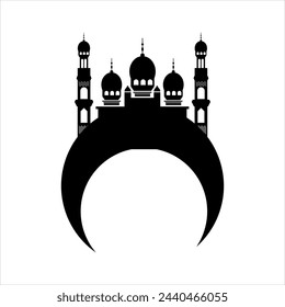 Silhouttes Mosque Illustration Vector Element