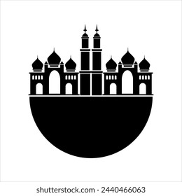 Silhouttes Mosque Illustration Vector Element