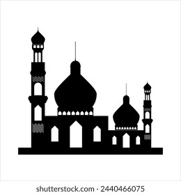 Silhouttes Mosque Illustration Vector Element