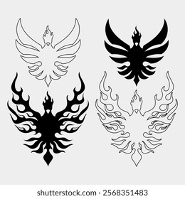 Silhouttes Phoenix Bird Logo vector