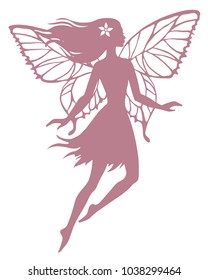 Silhuette of flying fairy, vector illustration.