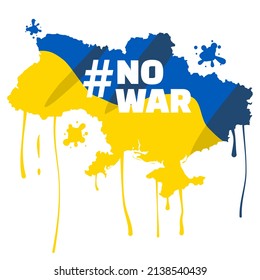 Silhuette image of a map of Ukraine with the words "no war" in support for peace in Ukraine
