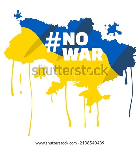 Silhuette image of a map of Ukraine with the words "no war" in support for peace in Ukraine
