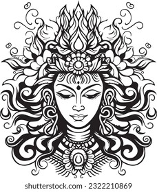 Silhuette maa laxmi images and white background