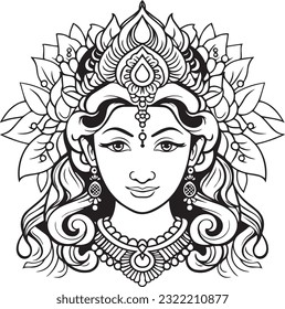 Silhuette maa laxmi images and white background