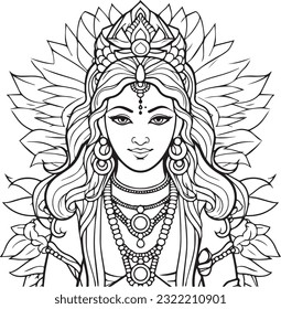 Silhuette maa laxmi images and white background