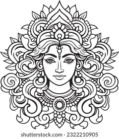 Silhuette maa laxmi images and white background