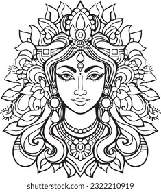 Silhuette maa laxmi images and white background