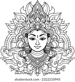 Silhuette maa laxmi images and white background