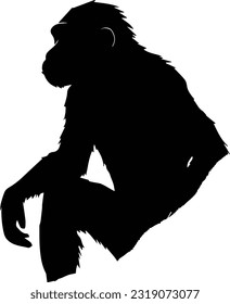 Silhuette monkey animal images and white background