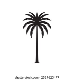 Silhuette Plam Tree Images And White Background, icon, vector, black, single