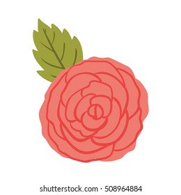 silhuette red rose with leaf