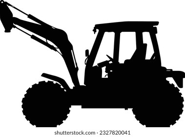 Silhuette tractor jcb vector images