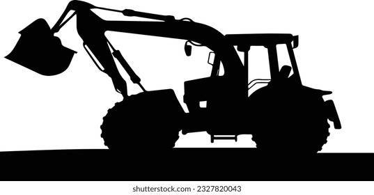 Silhuette tractor jcb vector images