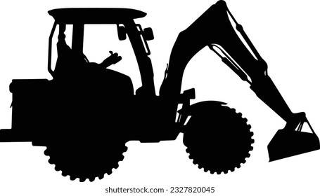 Silhuette tractor jcb vector images