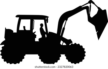 Silhuette tractor jcb vector images