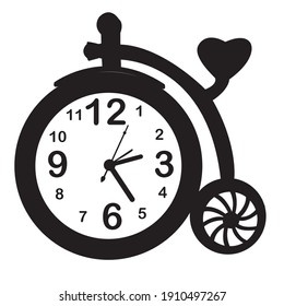 silhuotte of clock on white background
