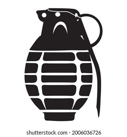 silhuotte of grenade on white background