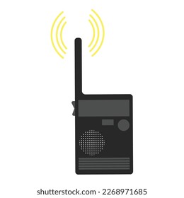 silhuotte of police walkie talkie on white background