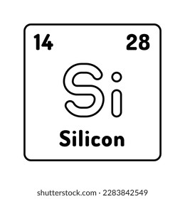silicon chemical element line icon vector. silicon chemical element sign. isolated contour symbol black illustration