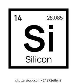 Silicon chemical element of the periodic table. Vector isolated symbol Si