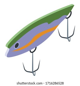 Icono de carnada de pescado de silicio. Isométrico del icono vectorial del cebo de silicón para el diseño web aislado en fondo blanco