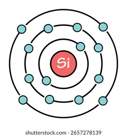 Ícone de linha de cor da fórmula do silício. Pictograma para página da Web, aplicativo móvel, promoção