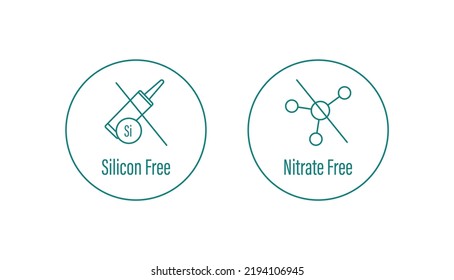 silicon free, nitrate free icon vector illustration 