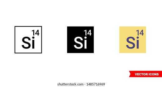 Silicon icon of 3 types: color, black and white, outline. Isolated vector sign symbol.