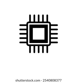 Microchip de silício, Ícone de vetor plano sólido de chip de computador isolado no fundo branco.