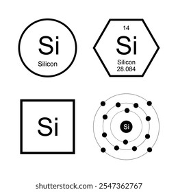 silicon periodic atom chemical symbol table icon illustration design