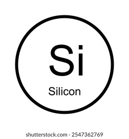 silicon periodic atom chemical symbol table icon illustration design