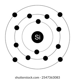 silicon periodic atom chemical symbol table icon illustration design