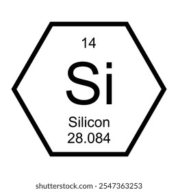 silicon periodic atom chemical symbol table icon illustration design