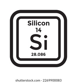 elemento de tabla periódica de silicio, química, ilustración vectorial 