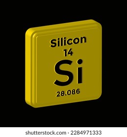 silicon periodic table element, chemistry, vector illustration 