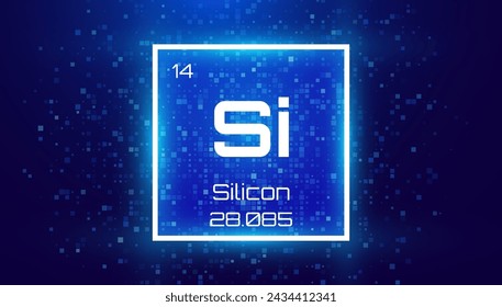 Silicon. Periodic Table Element with Symbol Si. Chemical Element Card with Number and Atomic Weight. Design for Education, Lab, Science Class. Vector Illustration.