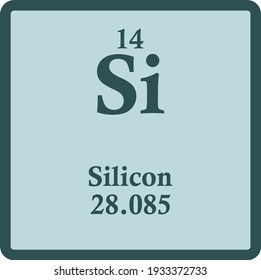 Silicon Si Metalloid Chemical Element vector illustration diagram, with atomic number and mass. Simple outline design for education, lab, science class.
