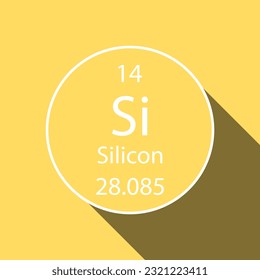 Silicon symbol with long shadow design. Chemical element of the periodic table. Vector illustration.
