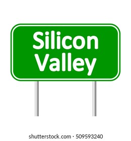 Silicon Valley Green Road Sign Isolated On White Background.