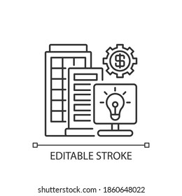 Silicon Valley Linear Icon. High Technology And Innovation Center. Information Technology Workers. Thin Line Customizable Illustration. Contour Symbol. Vector Isolated Outline Drawing. Editable Stroke