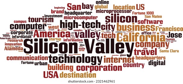 Silicon valley word cloud concept. Collage made of words about Silicon valley. Vector illustration