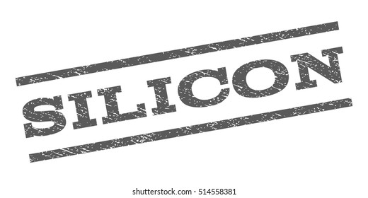 Silicon watermark stamp. Text tag between parallel lines with grunge design style. Rubber seal stamp with dust texture. Vector grey color ink imprint on a white background.