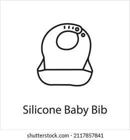 Silicone Baby Bib Icon In Vector. Logotype