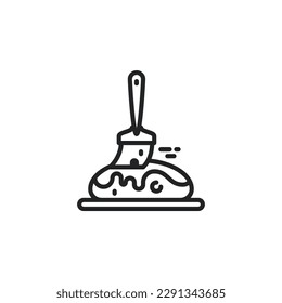 Silicone baking brush, pastry brush outline icons. Vector illustration. Isolated icon suitable for web, infographics, interface and apps.