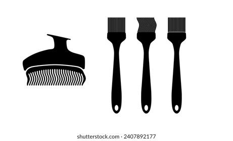 silicone bristles symbol, black isolated silhouette