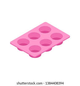 Silicone form for cooking muffin and cupcake isolated. Vector illustration